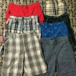 7 pcs Bundle Boys Plaid Print Solid Shorts 8, 7